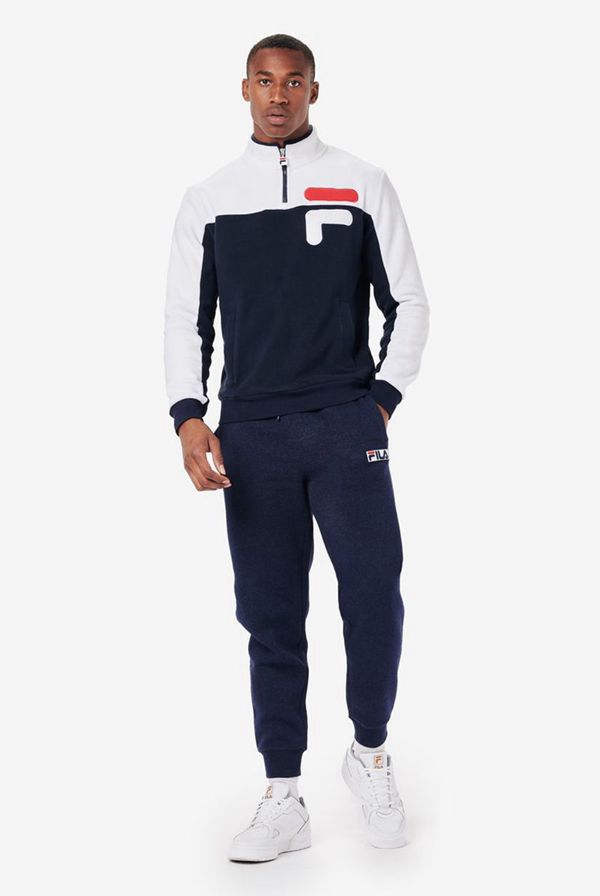 Fila Flísové Bundy Panske Námornícka Modrá / Biele / Červené - Offaly Polar 1/2 Zip Vypredaj - Slova